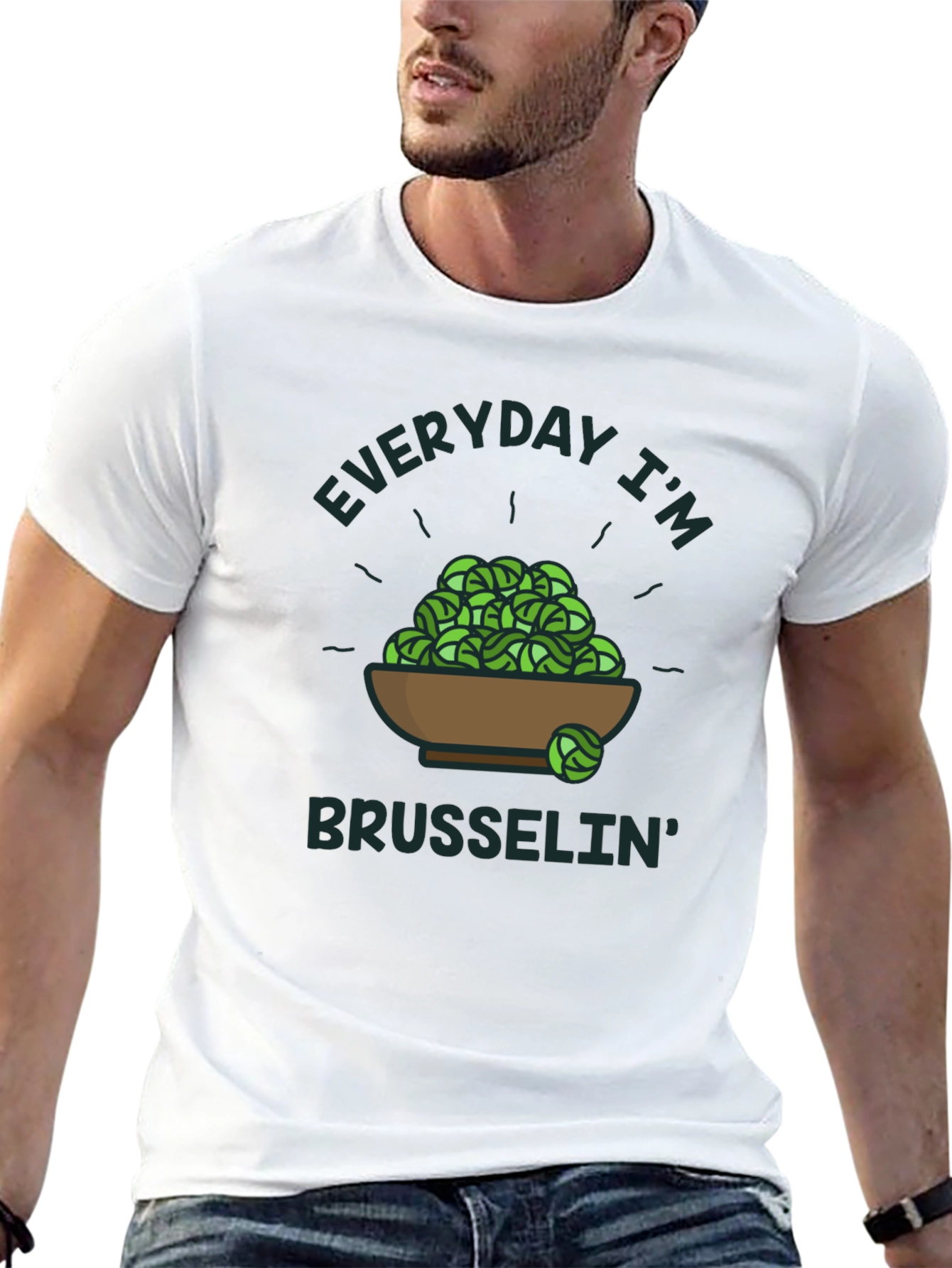 Camiseta Hombre Negra: Everyday Im Brussel Diseño Divertido