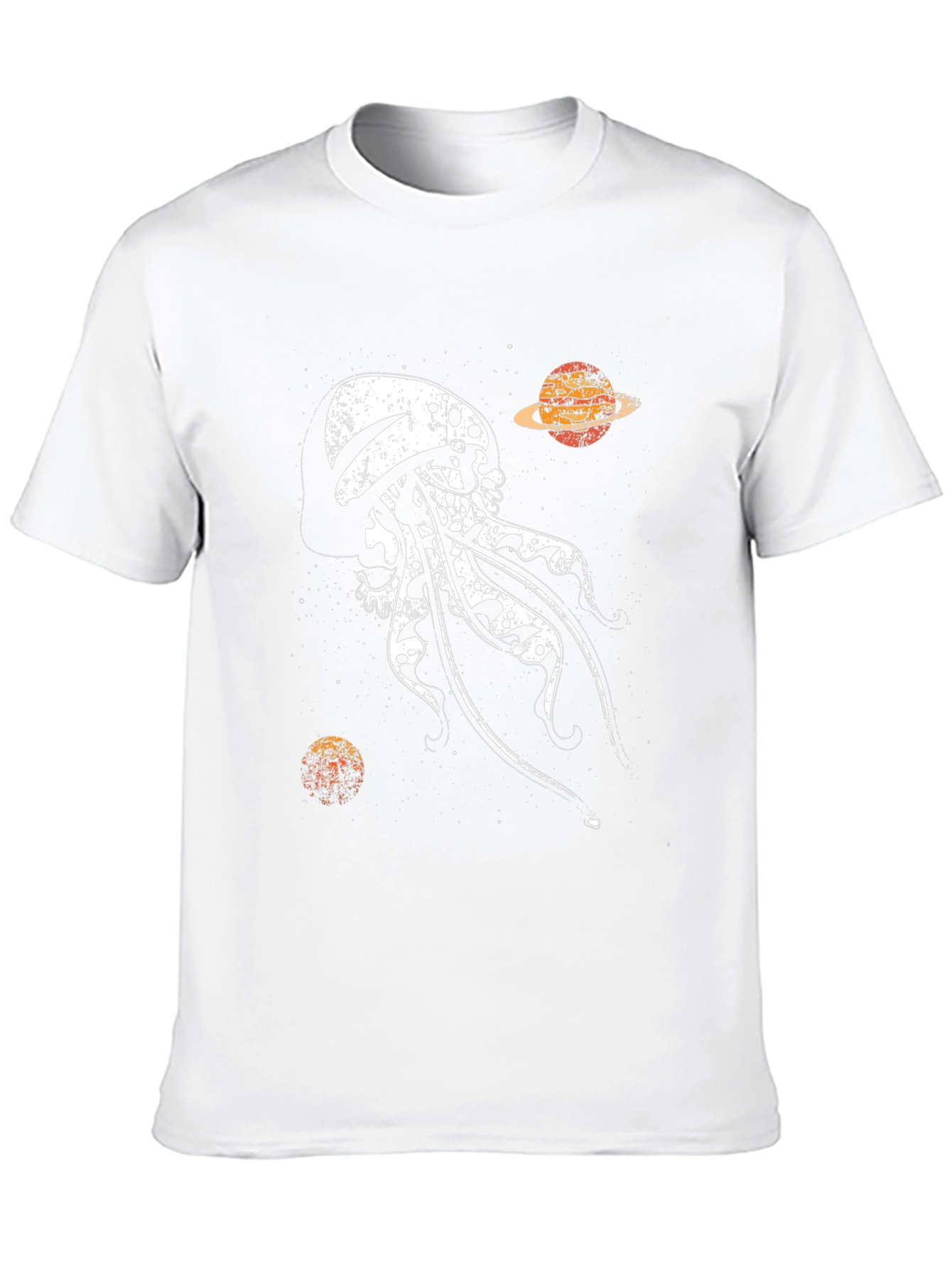 Camiseta Negra Estampada: Medusa Espacial