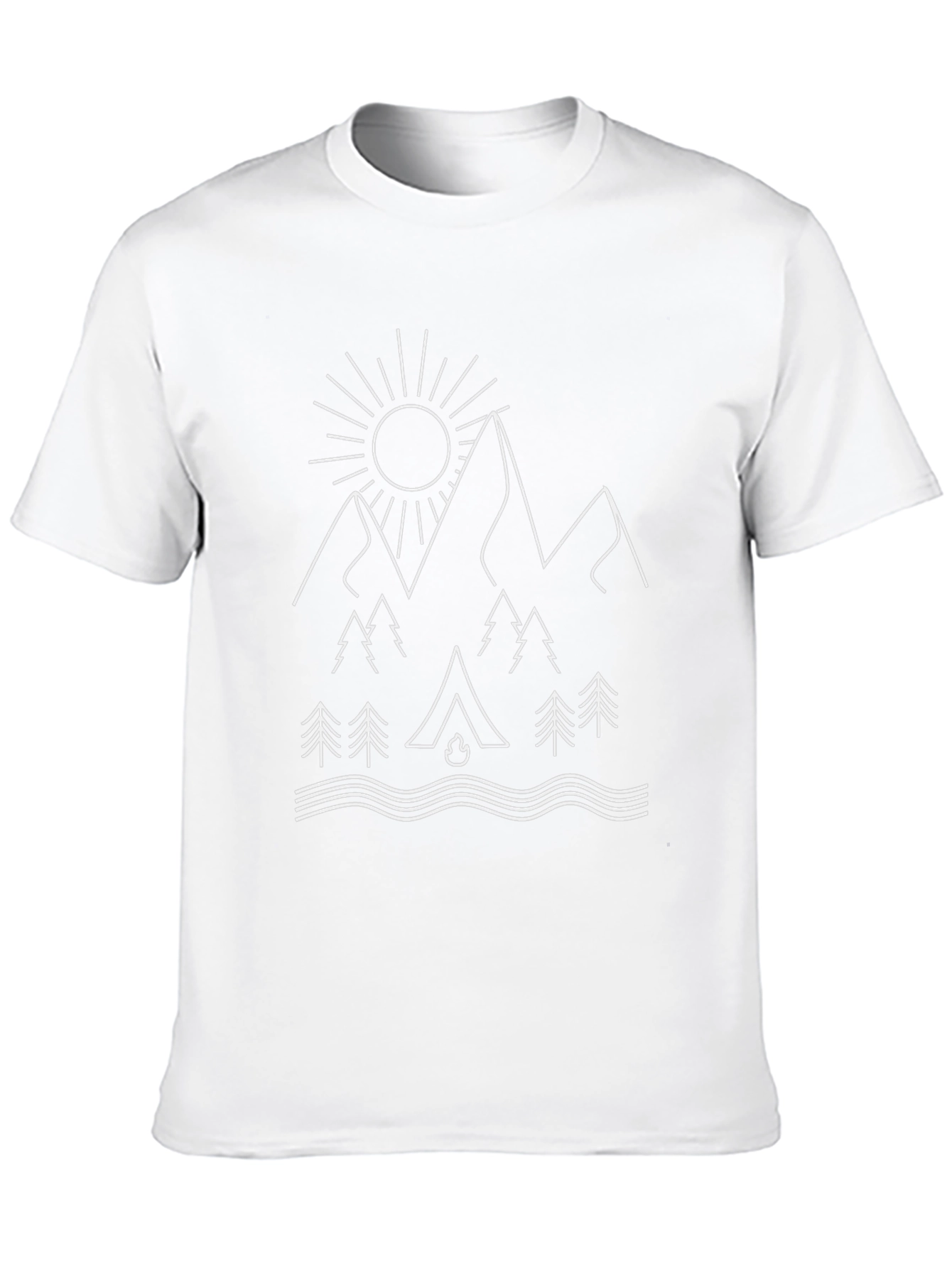 Camiseta Negra Estampado Montaña y Camping