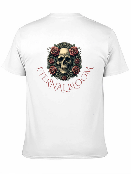 Camiseta Negra con Diseño de Calavera Floral Eternal Bloom