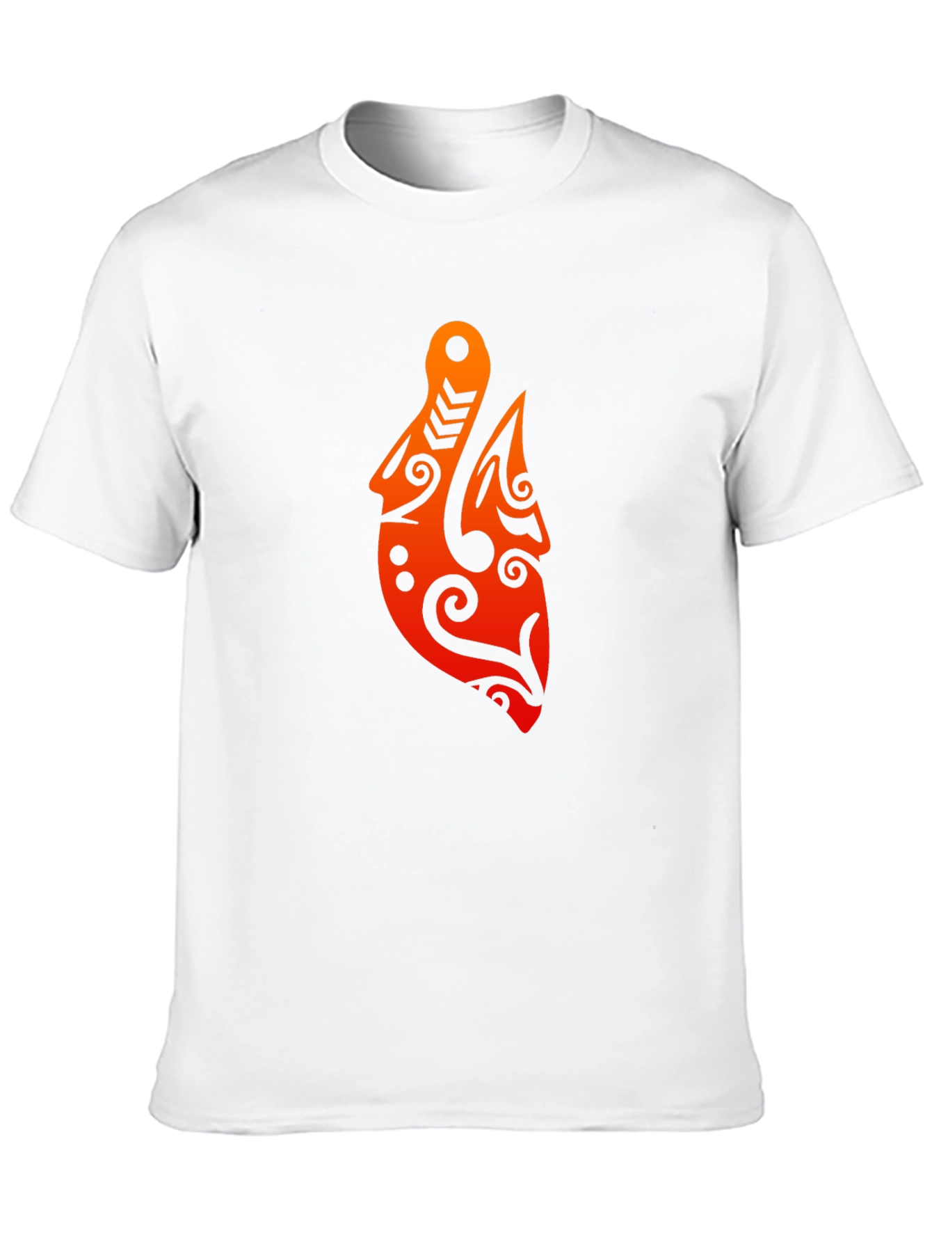 Camiseta Negra con Diseño Tribal Naranja