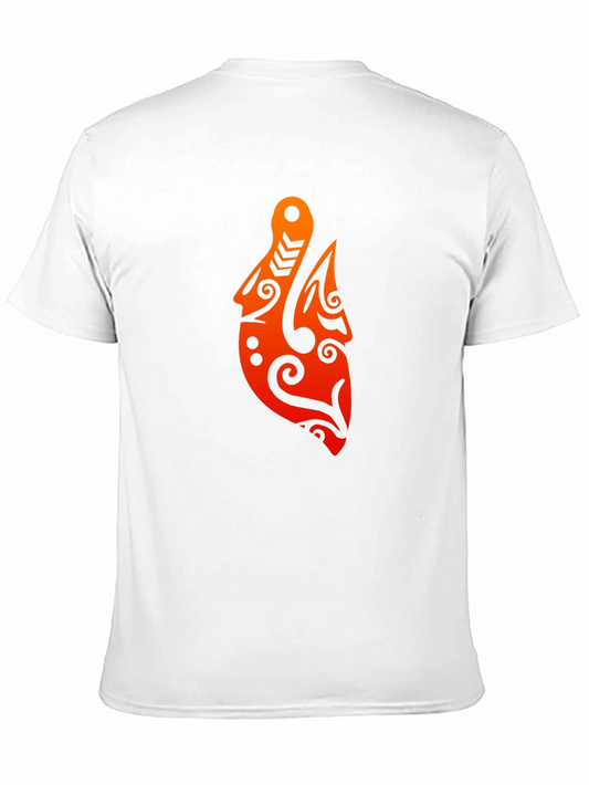 Camiseta Negra con Diseño Tribal Naranja