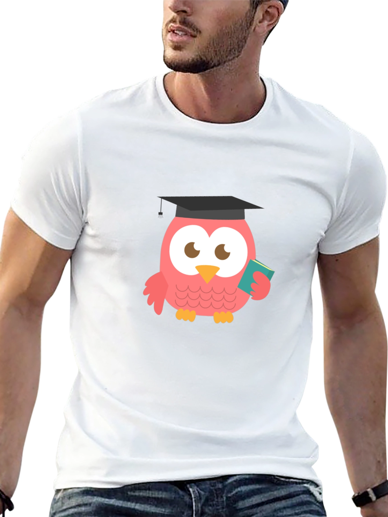 Camiseta Negra con Búho Graduado
