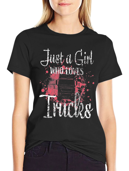 Camiseta Negra Just a Girl Who Loves Trucks