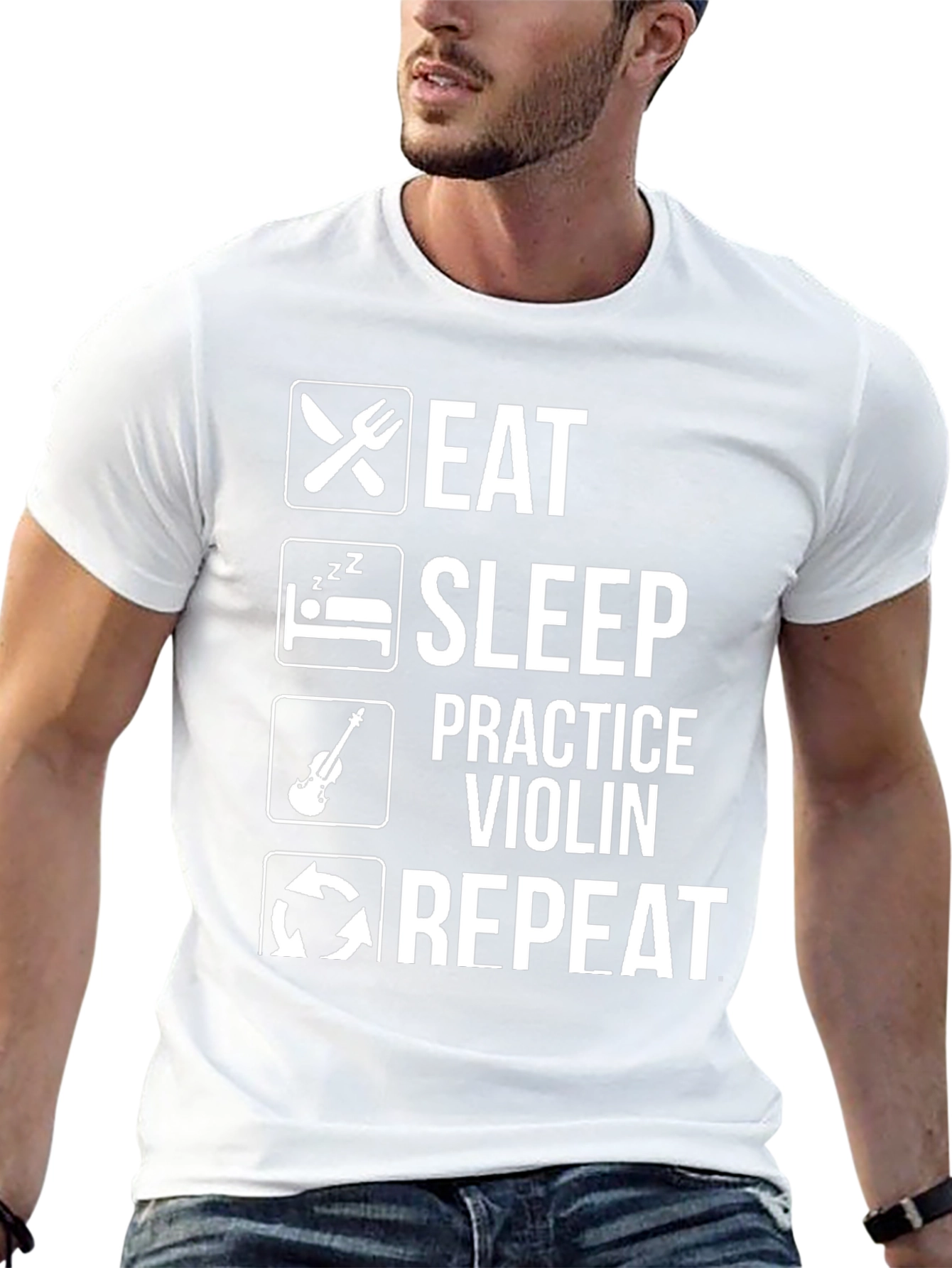 Camiseta Negra Eat Sleep Practice Violin Repeat