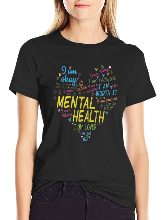 Camiseta Negra Salud Mental: Amor Propio y Fortaleza