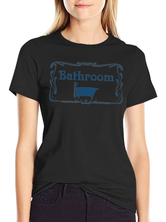 Camiseta Negra con Diseño de Baño Vintage