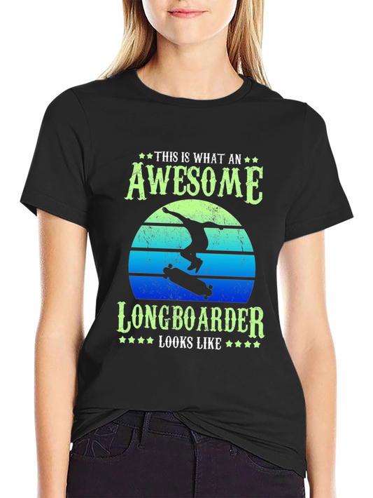 Camiseta Negra Awesome Longboarder
