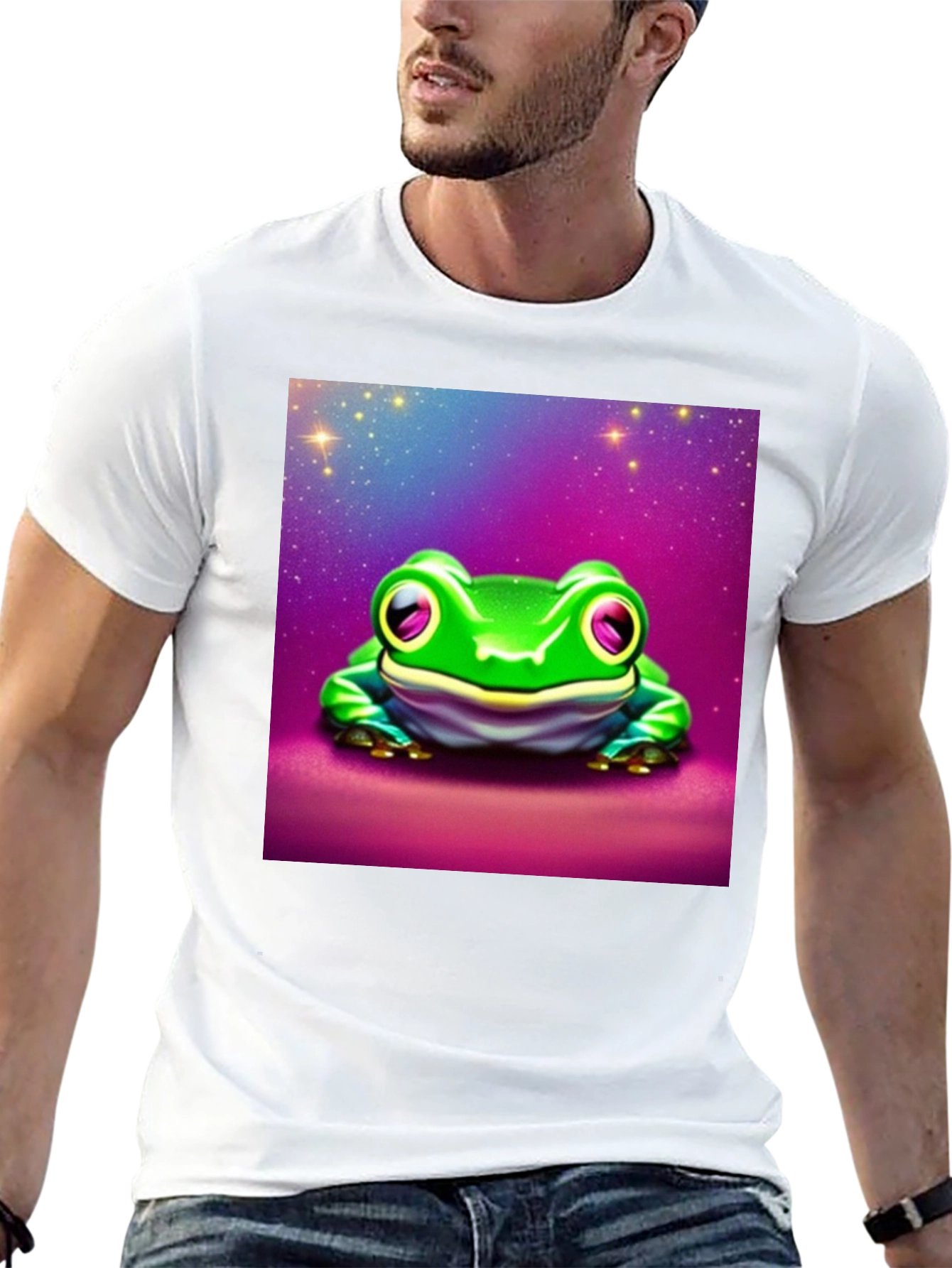 Camiseta Negra con Rana Espacial