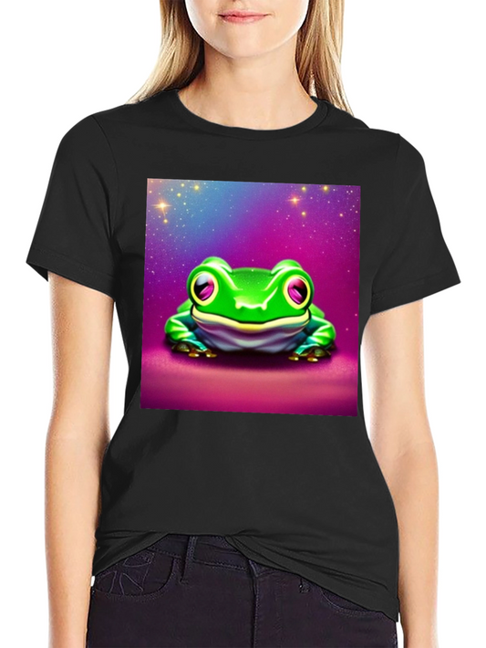 Camiseta Negra con Rana Espacial