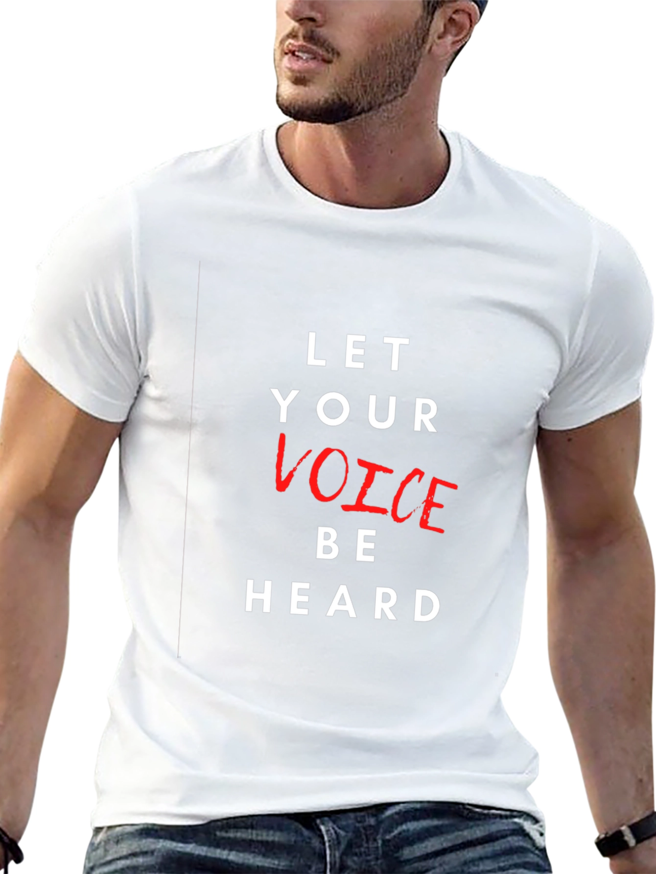 Camiseta Negra con Mensaje Let Your Voice Be Heard