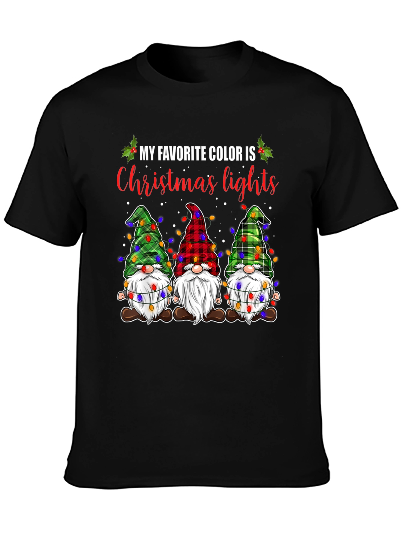 Camiseta Navideña Gnomos Luces