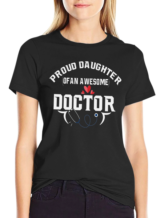 Camiseta Negra Orgullosa Hija de un Doctor Increíble