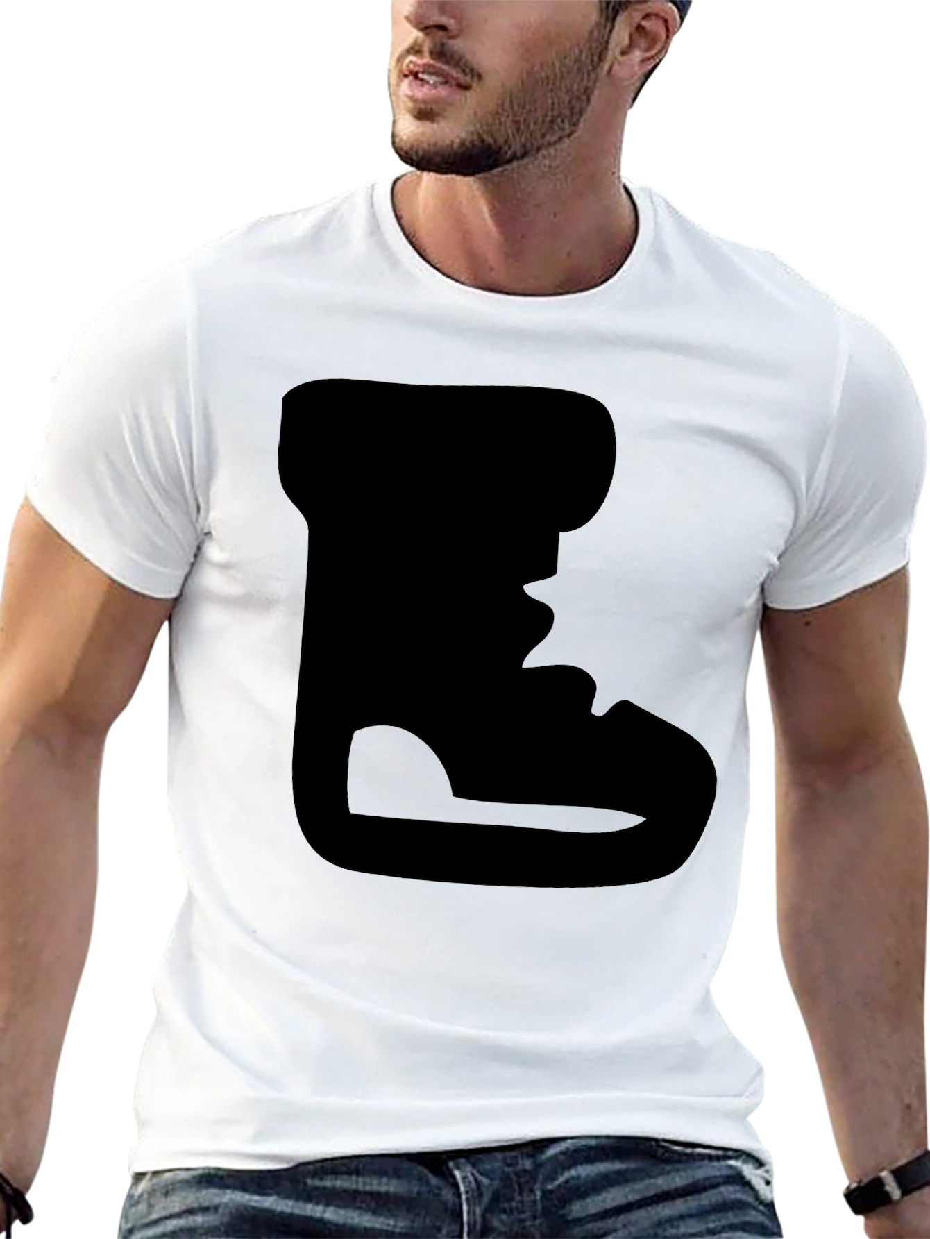 Camiseta Negra con Diseño de Bota