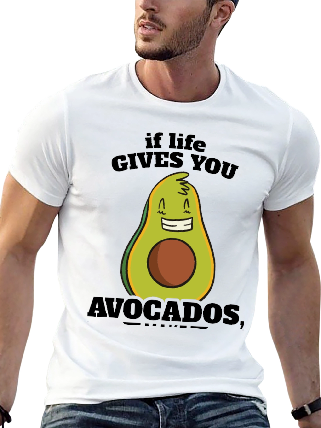 Camiseta Negra con Diseño Divertido de Aguacate
