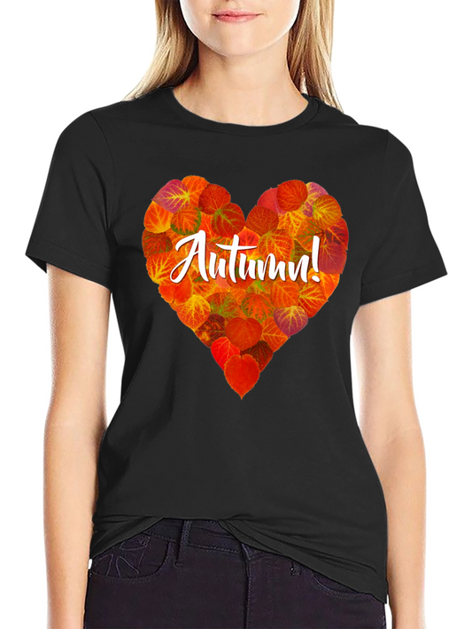 Camiseta Negra con Corazón de Otoño