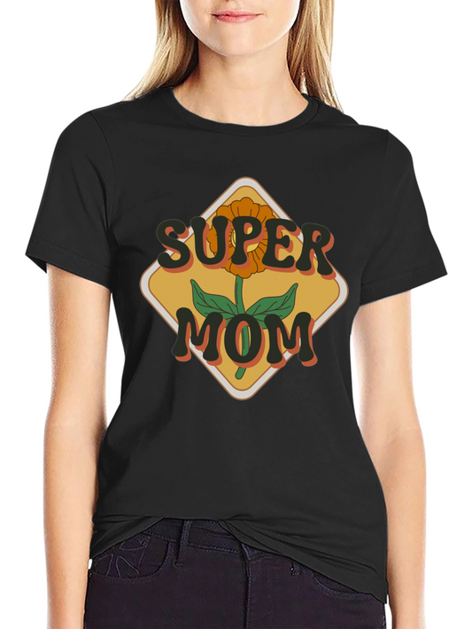 Camiseta Super Mamá Floral Retro