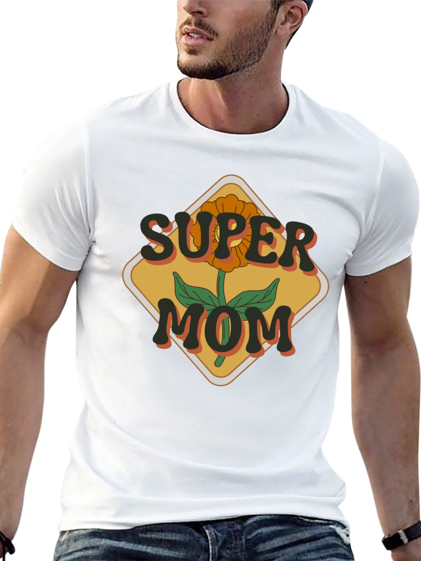 Camiseta Super Mamá Floral Retro