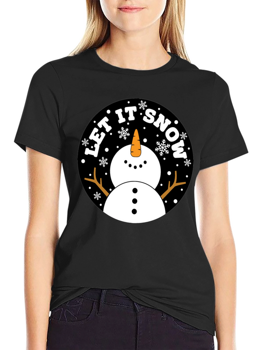 Camiseta Negra Estampada Let It Snow
