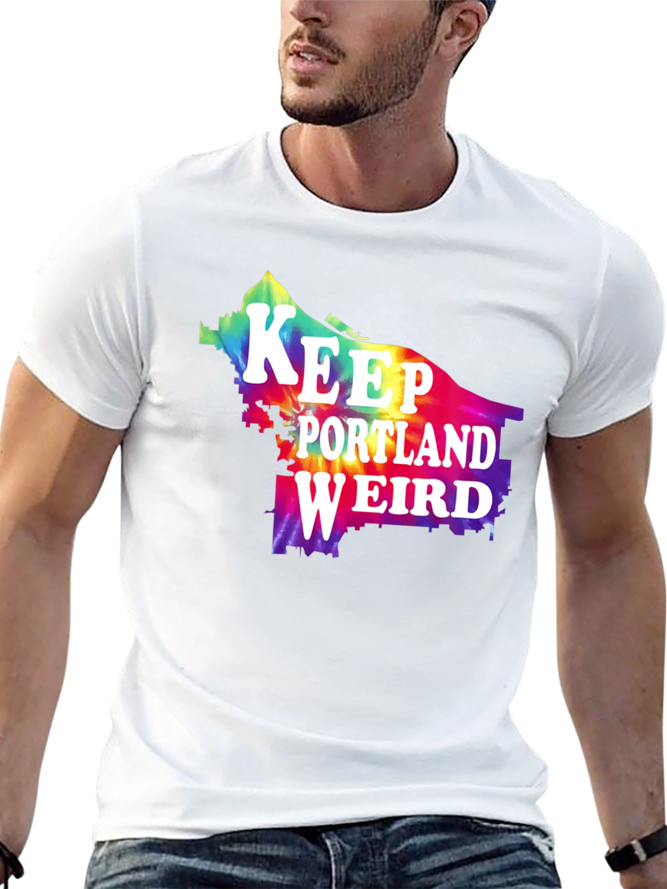 Camiseta Negra Keep Portland Weird Tie-Dye