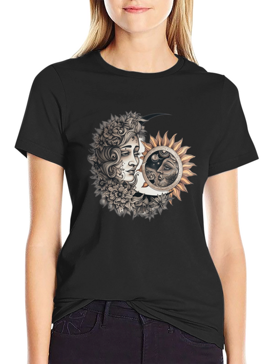 Camiseta Hombre Diseño Sol y Luna Místico