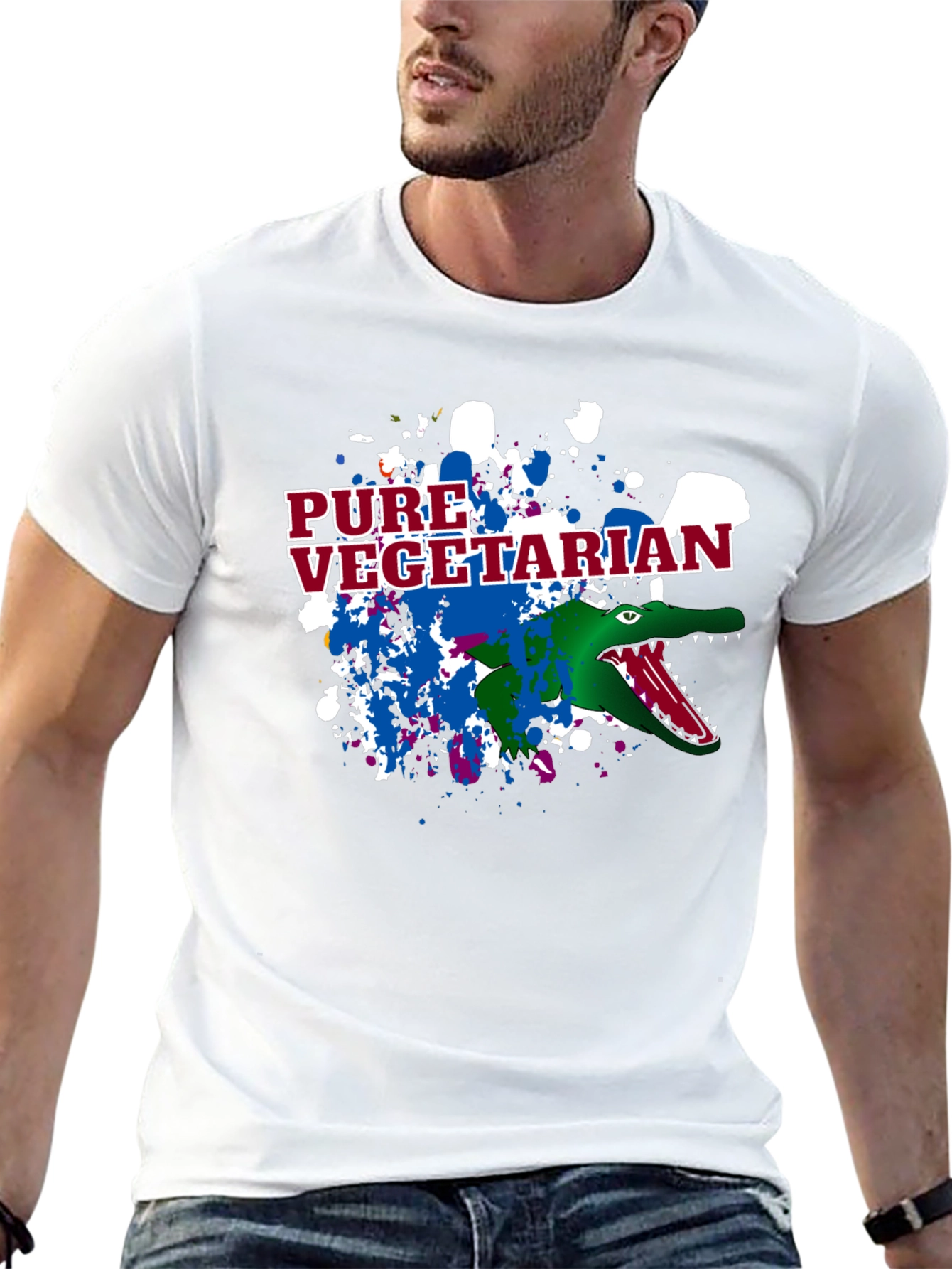 Camiseta Vegetariano Puro con Cocodrilo