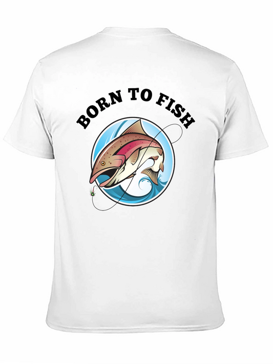 Camiseta Negra Born to Fish para Amantes de la Pesca