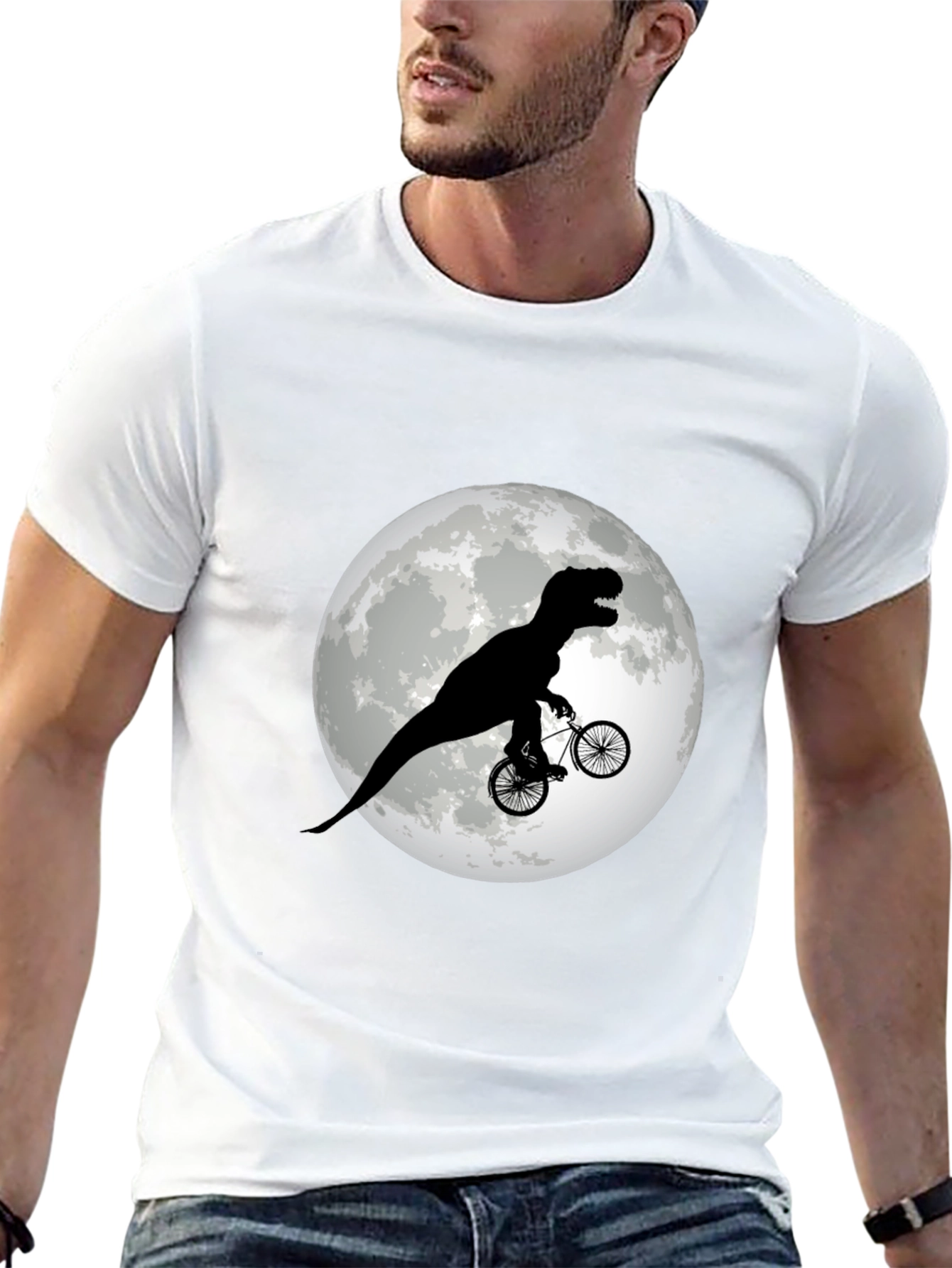 Camiseta Negra con Dinosaurio en Bicicleta