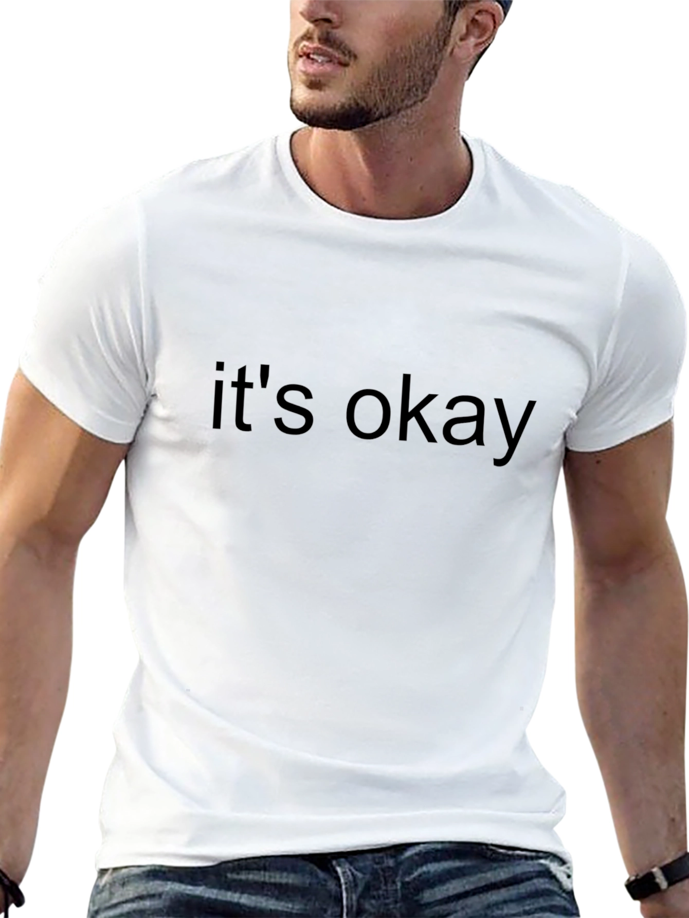 Camiseta Negra Casual con Mensaje Its Okay