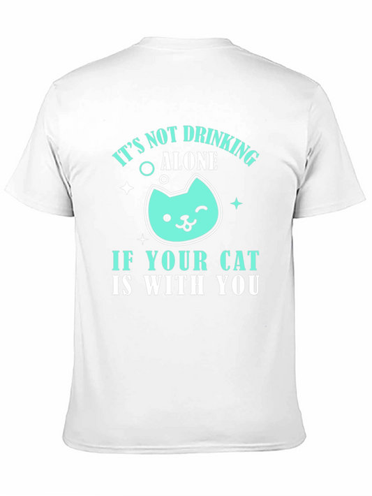 Camiseta Negra Bebiendo con tu Gato