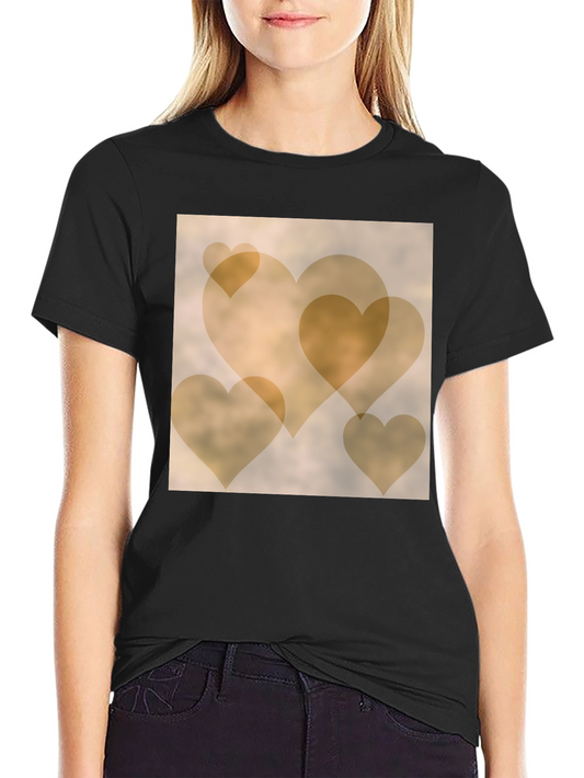 Camiseta Negra con Diseño de Corazones Vintage