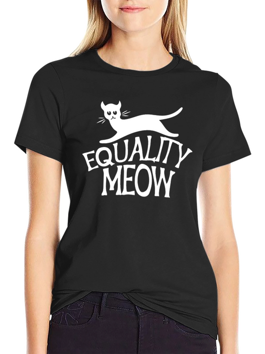 Camiseta Negra con Diseño Equality Meow