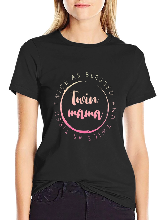 Camiseta Negra Twin Mama: Doblemente Bendecida