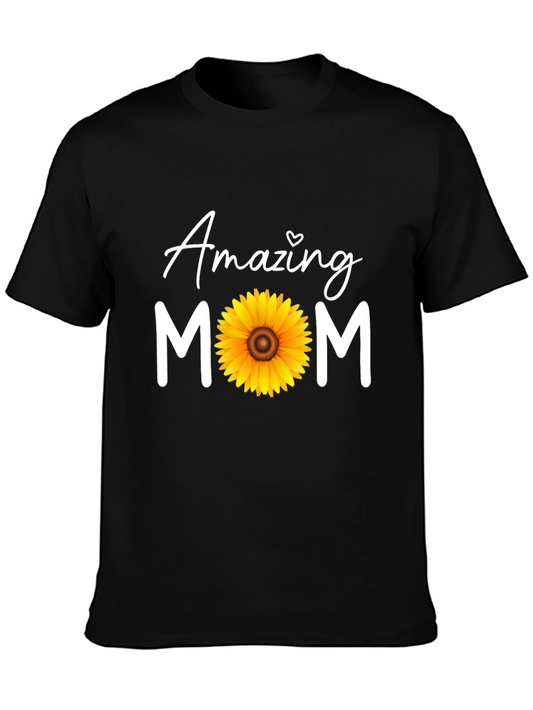 Camiseta Negra Amazing Mom con Girasol