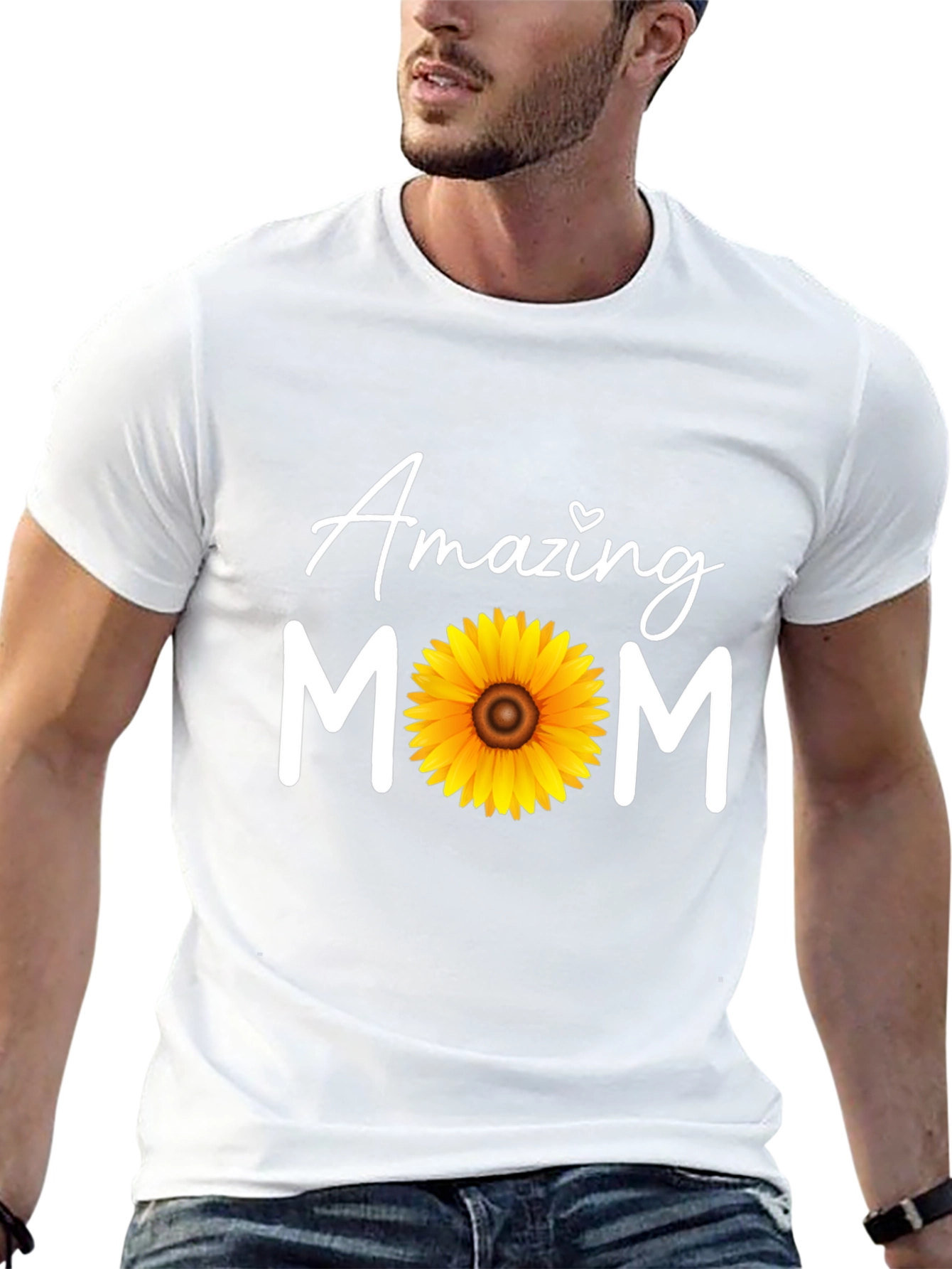 Camiseta Negra Amazing Mom con Girasol