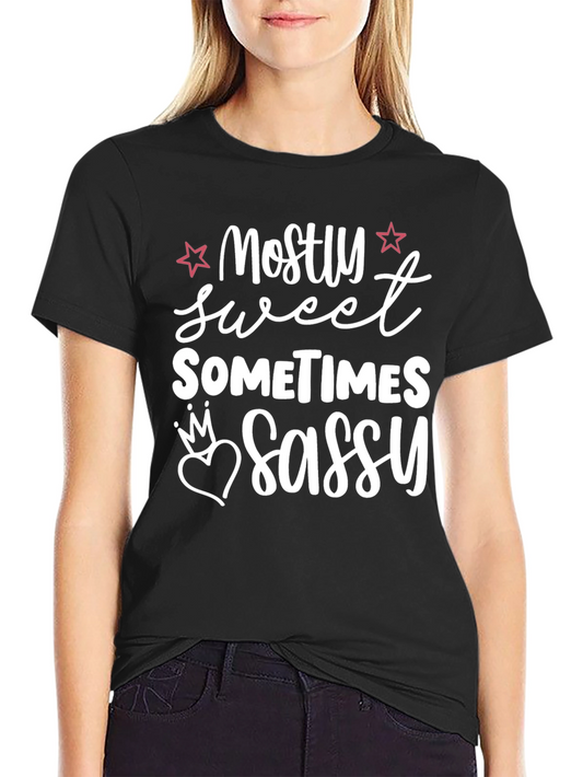 Camiseta Negra Mostly Sweet Sometimes Sassy