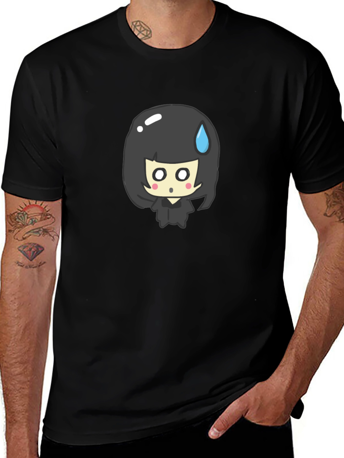 Camiseta Negra con Diseño de Personaje Anime