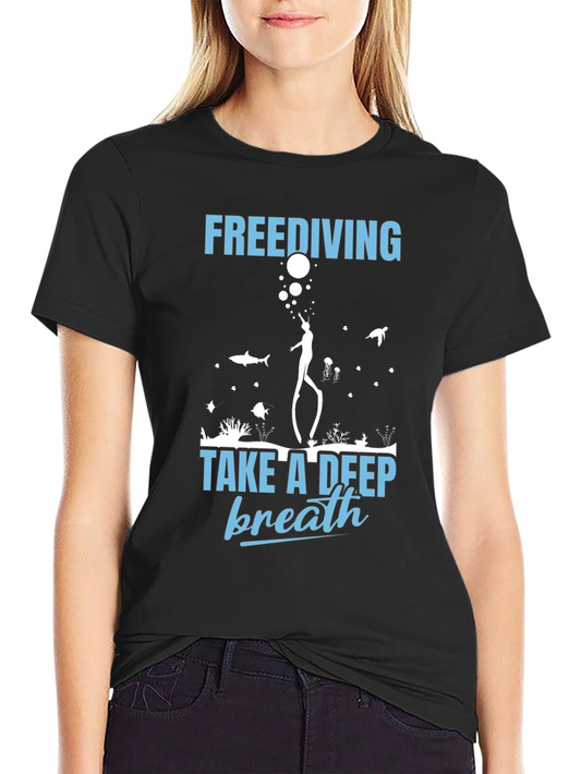 Camiseta Negra de Buceo Libre - Respira Profundo