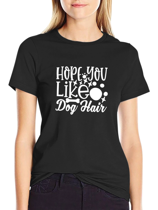 Camiseta Negra con Estampado Hope You Like Dog Hair
