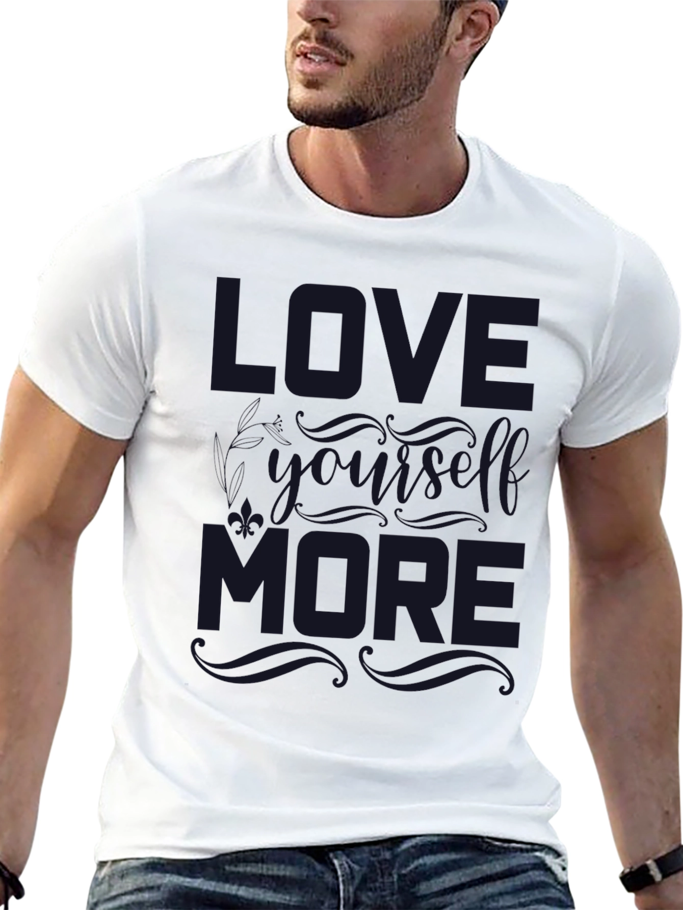 Camiseta Negra con Estampado Love Yourself More
