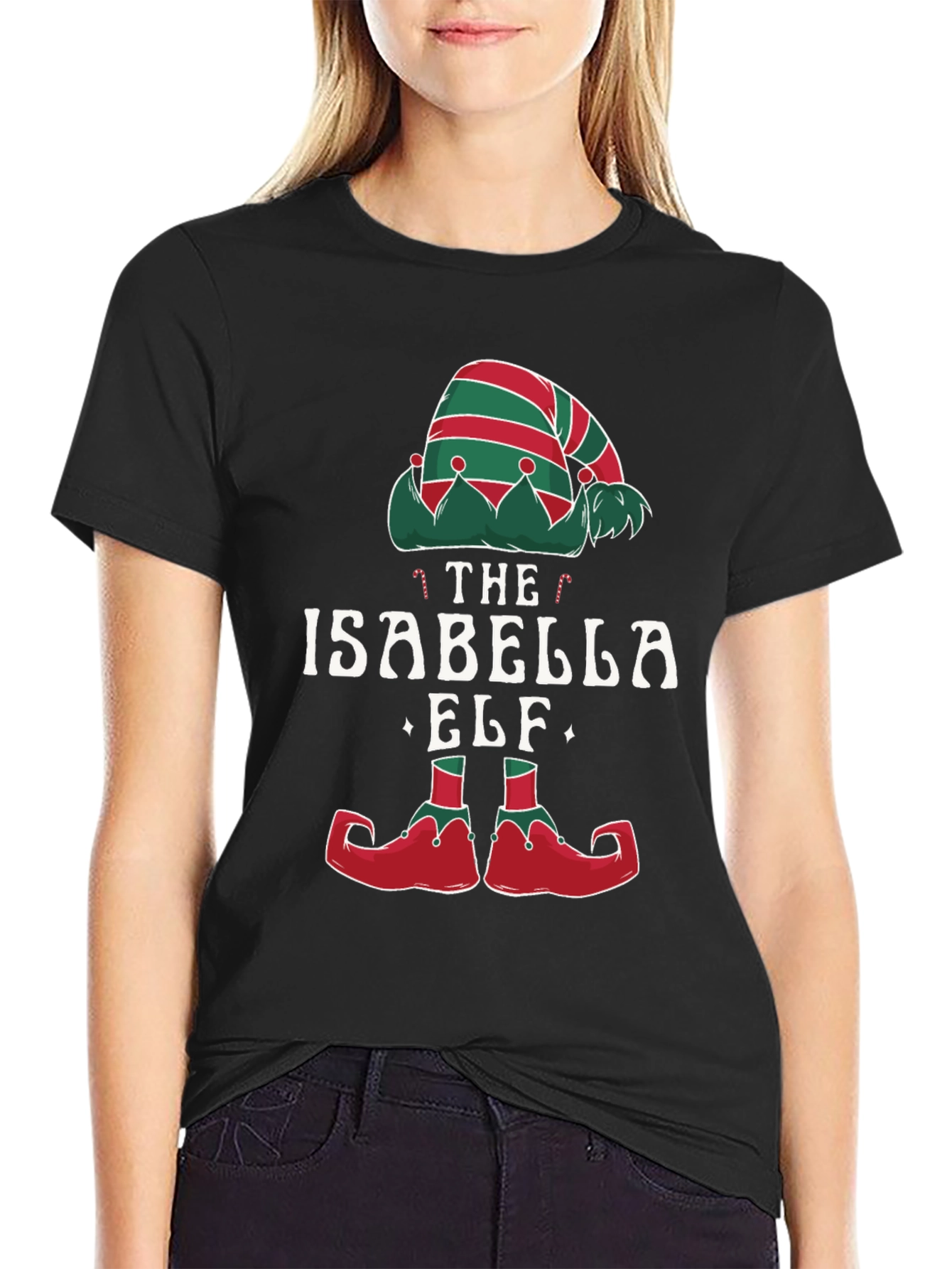 Camiseta Navideña Elfo Isabella Personalizada