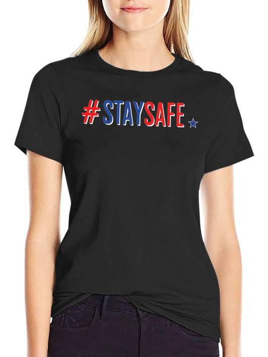 Camiseta Negra #StaySafe con Estilo Americano