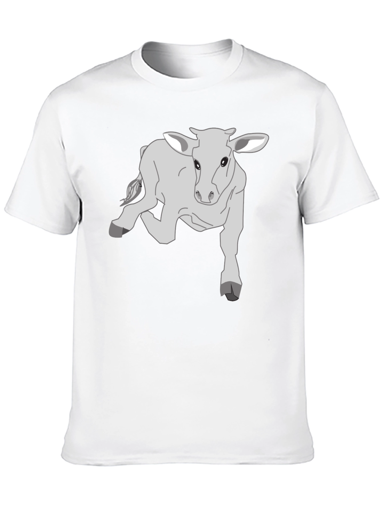 Camiseta Negra con Diseño de Ternero Gris