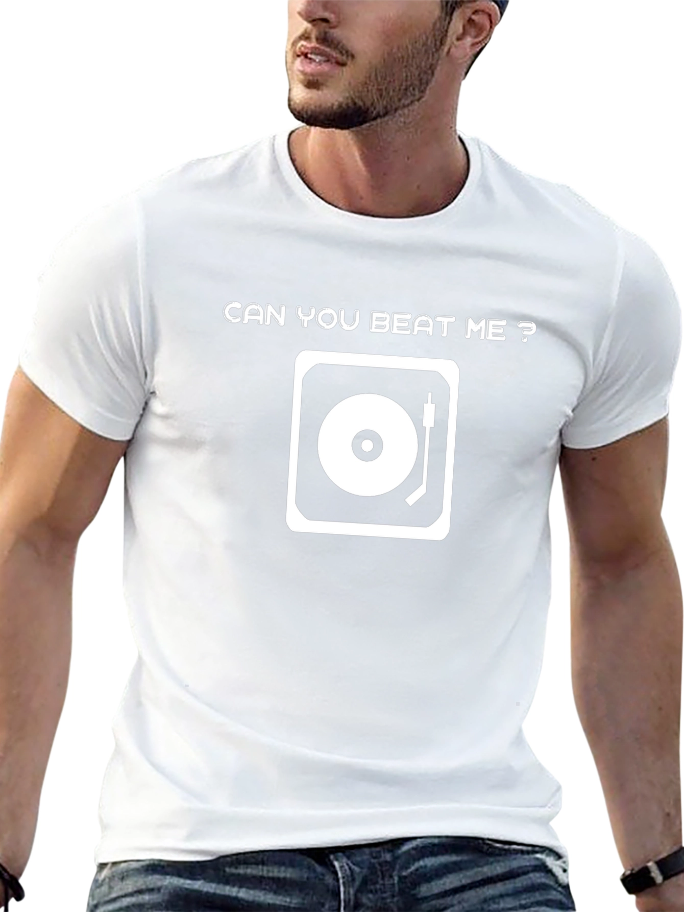 Camiseta Negra Can You Beat Me? para DJ