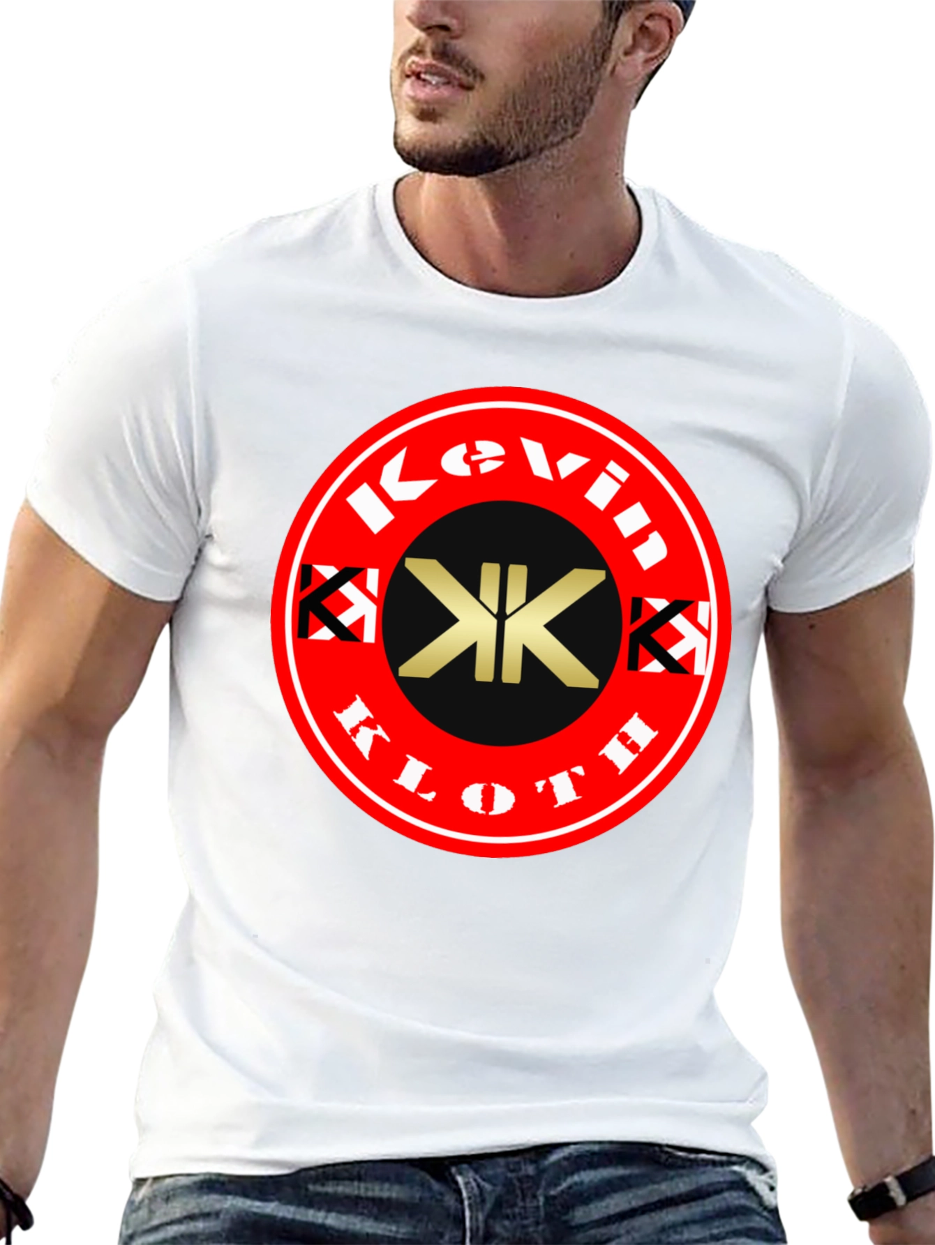 Camiseta Negra con Logo Kevin Kloth Rojo