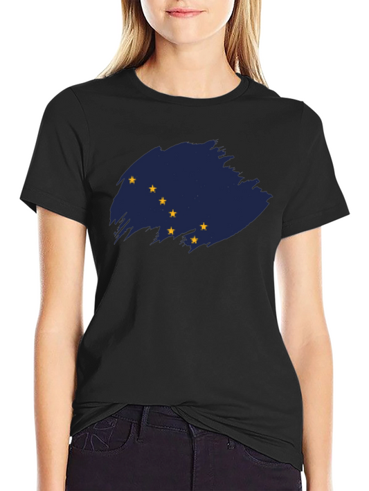 Camiseta Negra con Bandera de Alaska