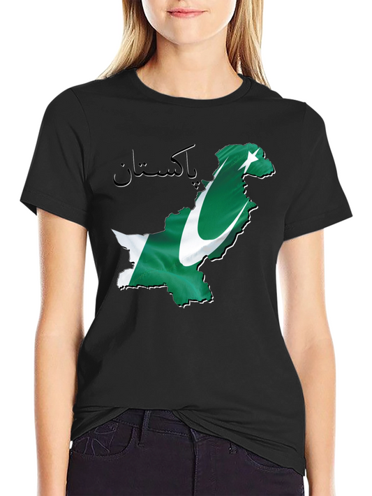 Camiseta Negra con Diseño de Pakistán