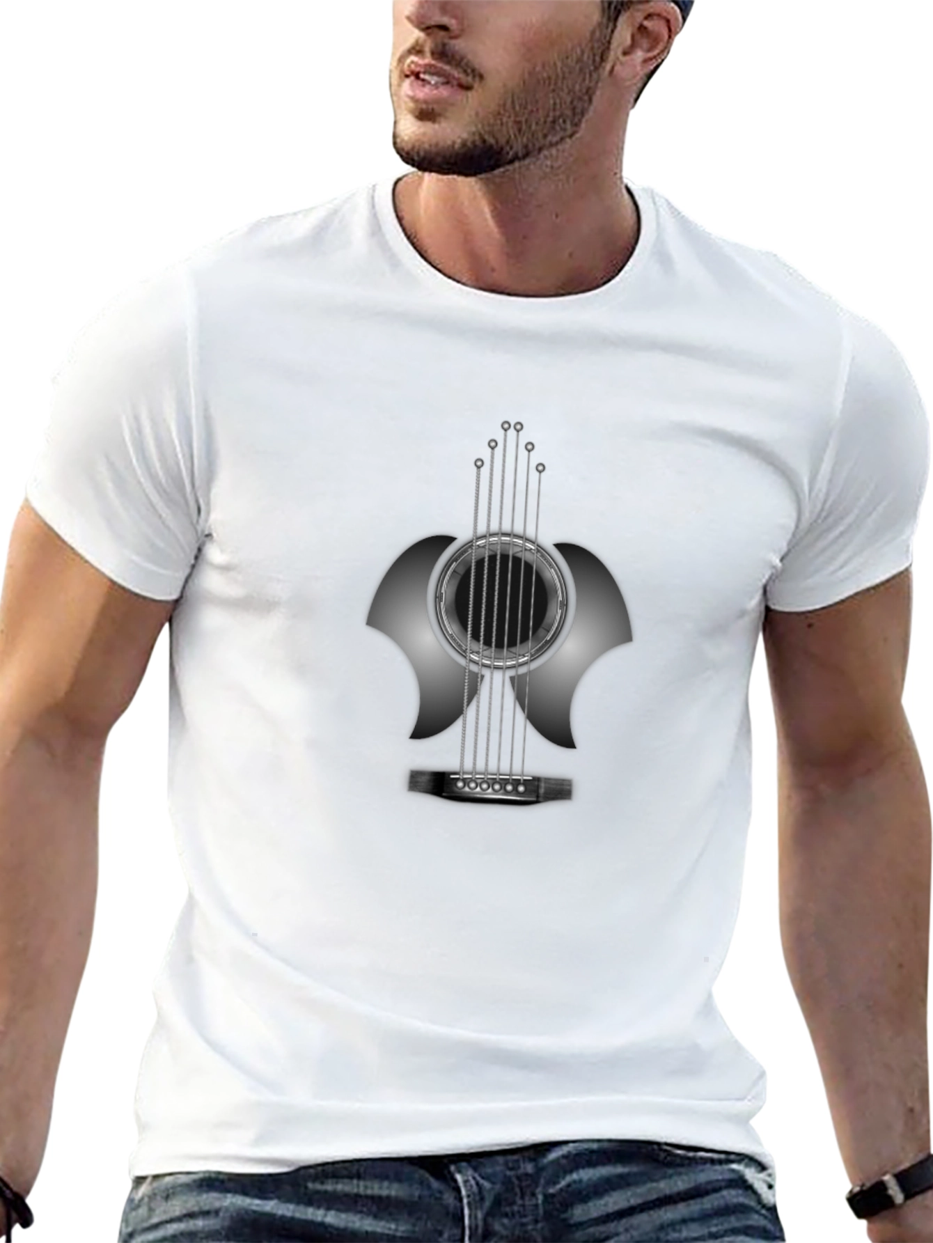 Camiseta Negra Guitarra Abstracta Hombre