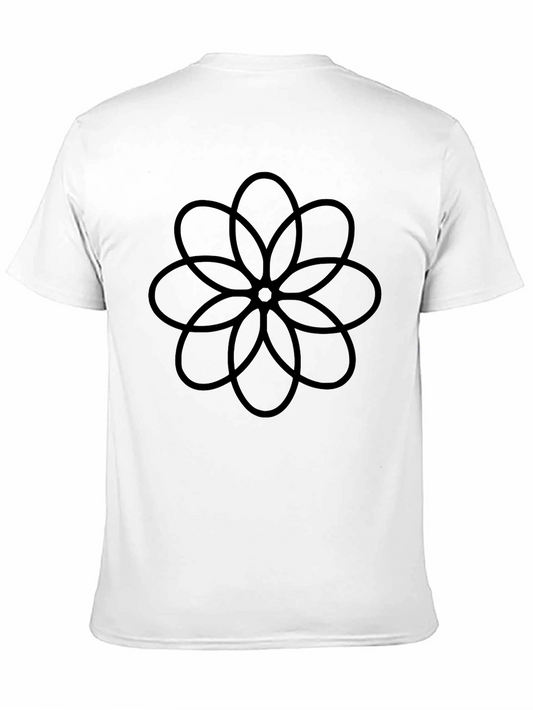 Camiseta Negra con Diseño Floral Abstracto