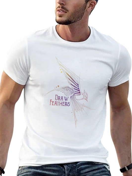 Camiseta Negra Draw Feathers para Hombre